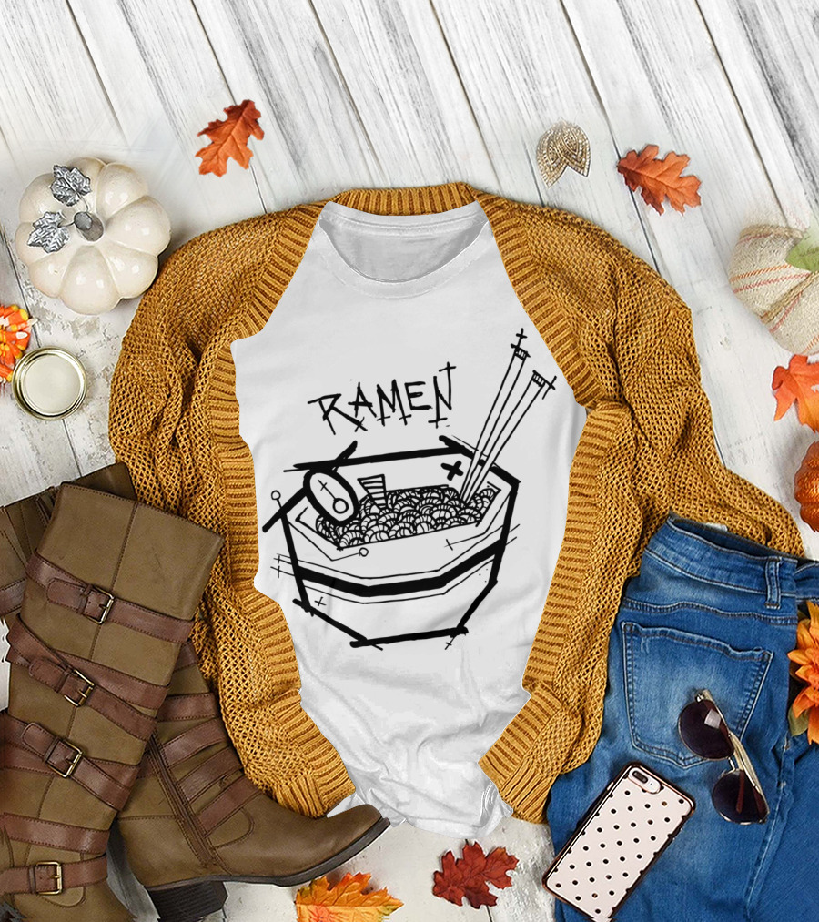 Ramen Monster Noodle Creature Chopsticks and Bowl T-Shirt