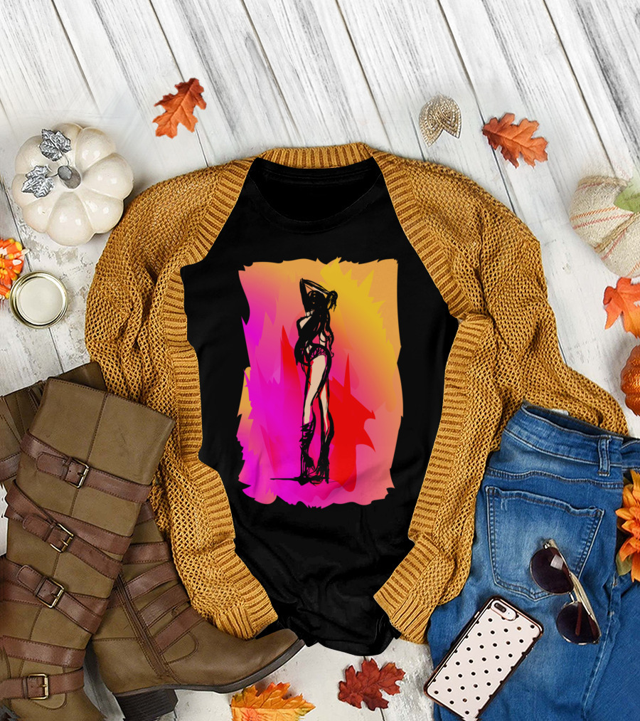 Evening Heat Dance Floor Silhouette on Vibrant Background T-Shirt