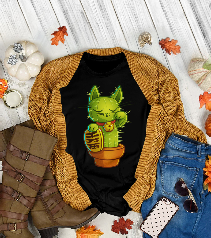 Lucky Cactus Maneki-Neko T-Shirt