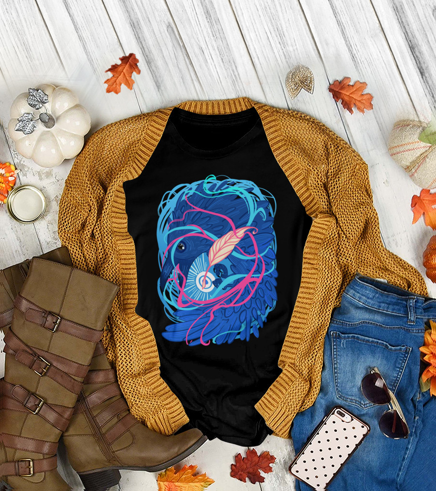 A Raven Memory Feathered Spiral T-Shirt
