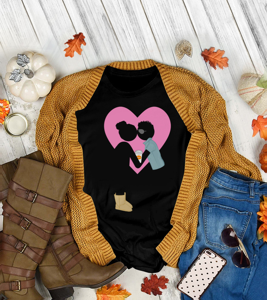 Basic College Girl And Frat Bro Love Coffee Romance Heart T-Shirt