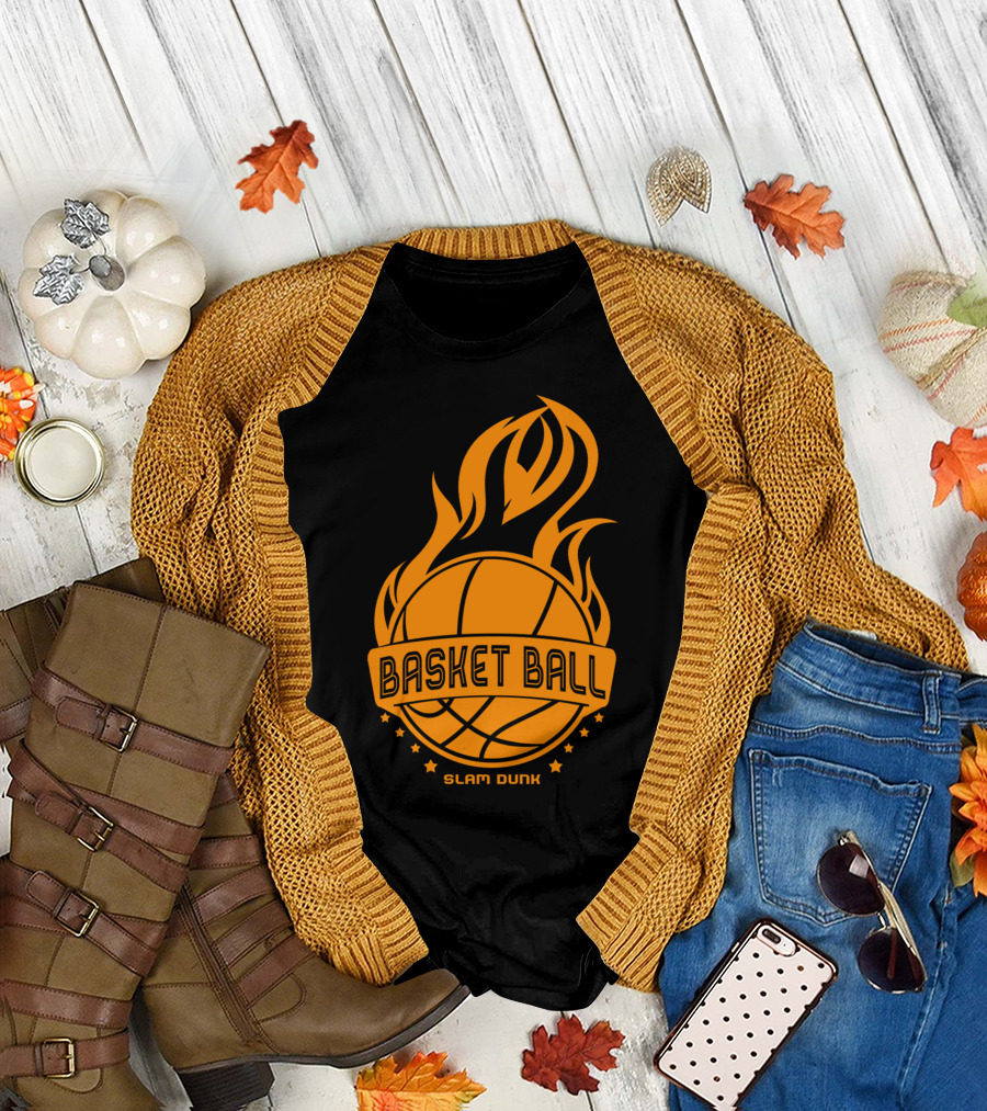 Basket Ball Slam Dunk Flame T-Shirt