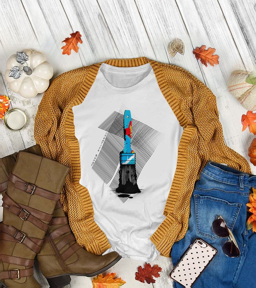 Cool Colored Paint Brush - Creative Burs with Artistic Splatter T-Shirt