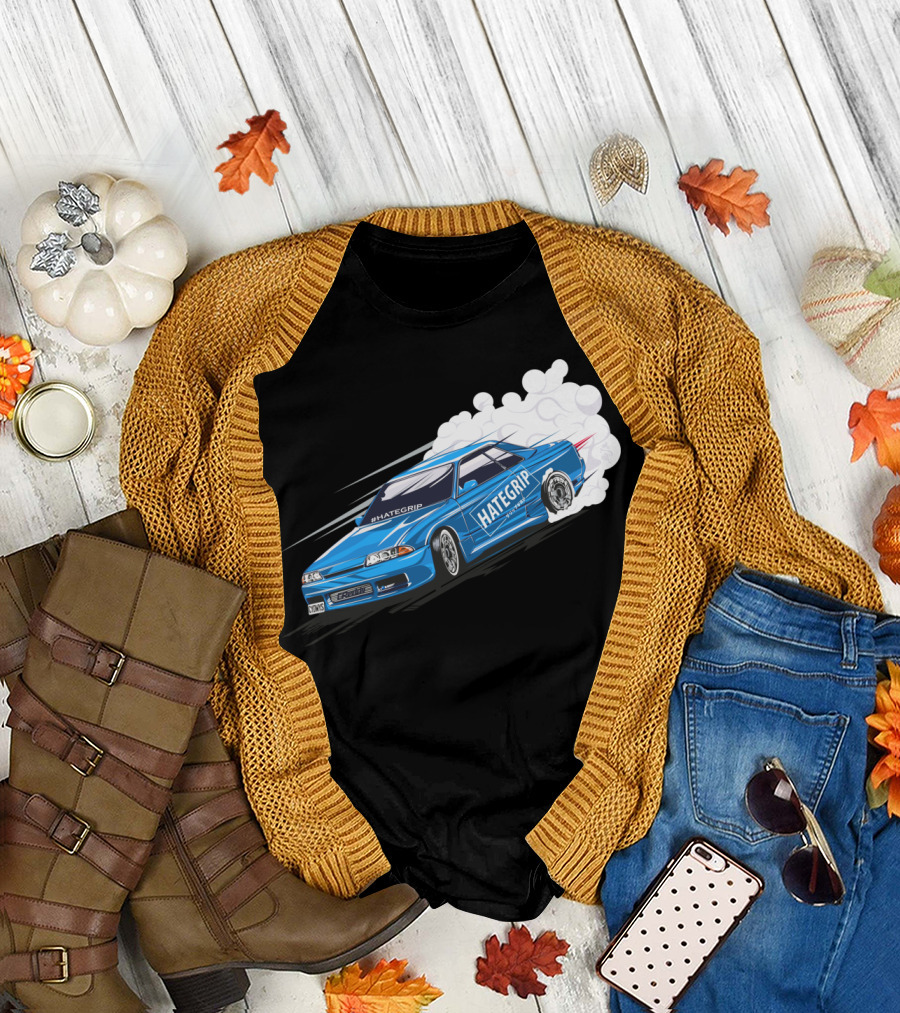HATEGRIP Blue Drifting Car T-Shirt