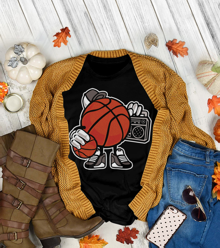 Basketball Player Holding Boombox and Ball T-Shirt