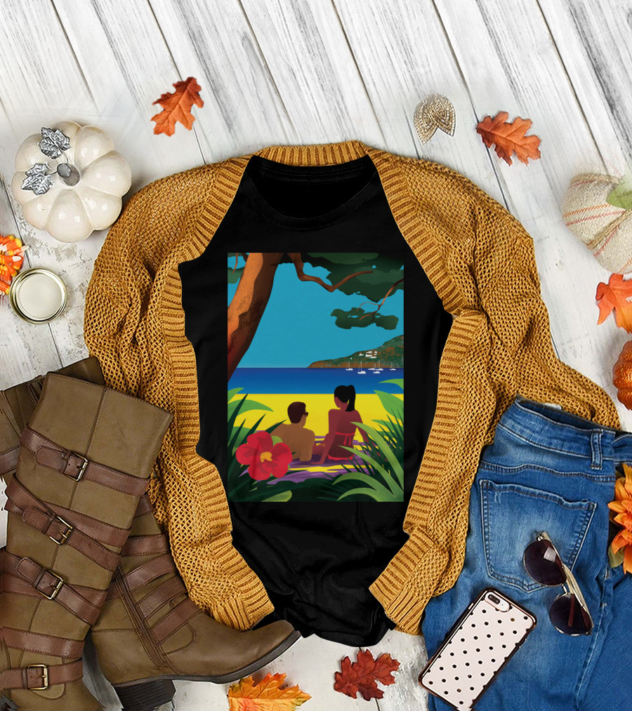 A Shaded Beach Relaxation Under Tropical Trees T-Shirt