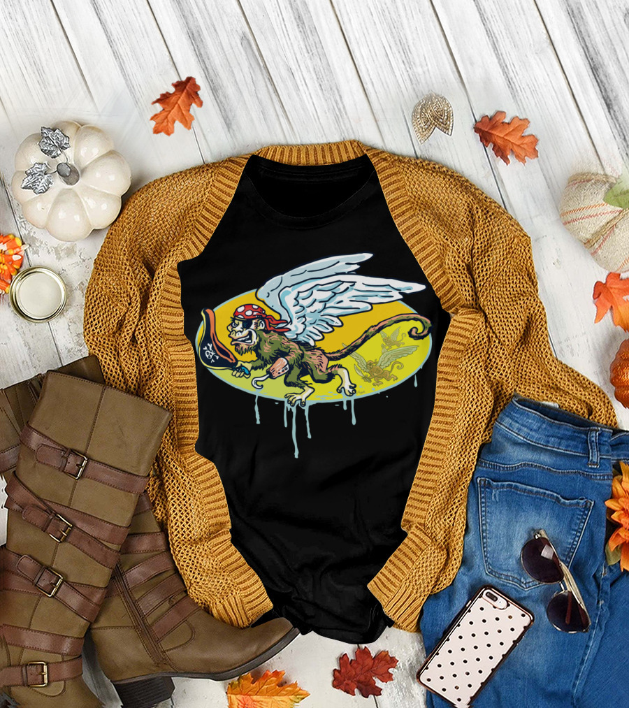 Flying Pirate Monkeys Winged Mischief Adventure T-Shirt