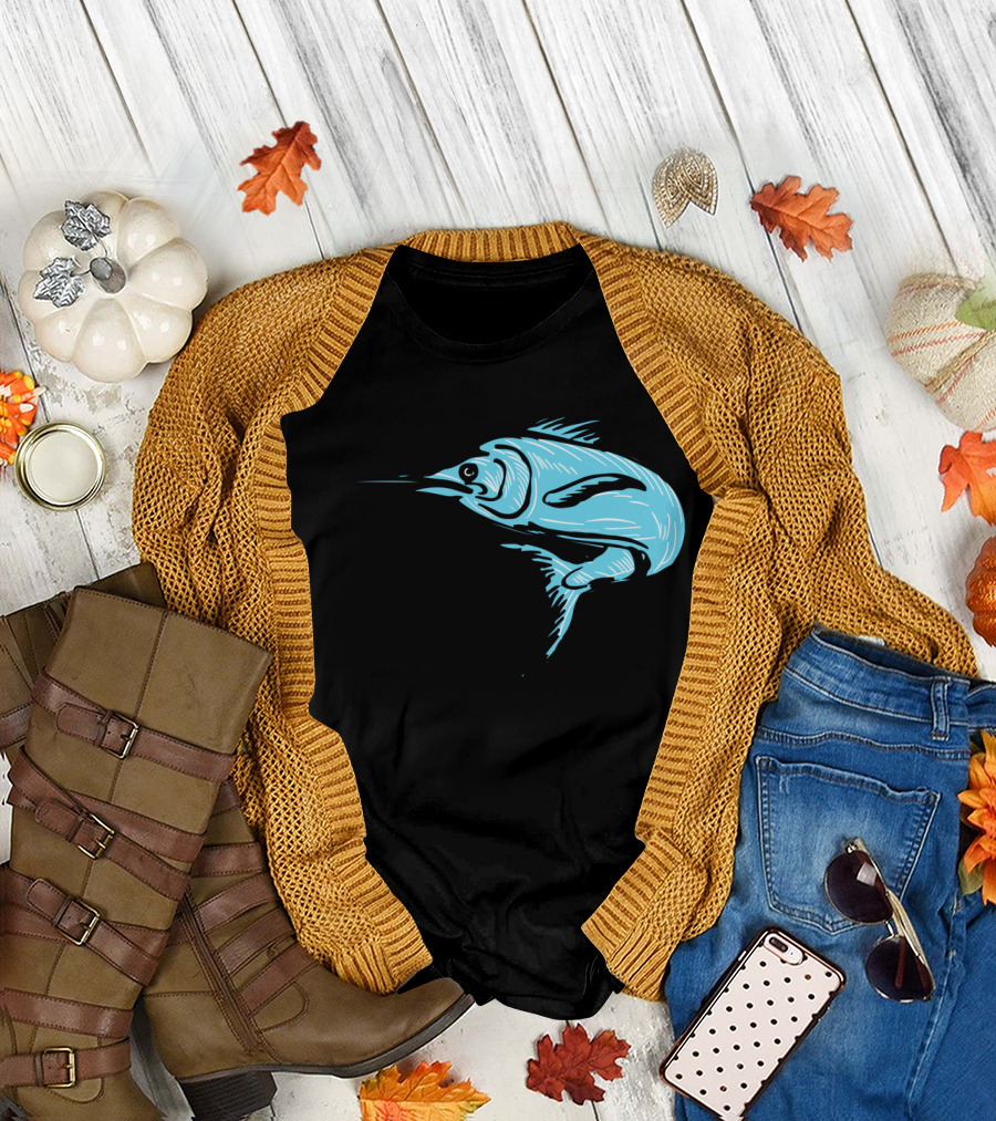 Blue Marlin Fish Jumping T-Shirt