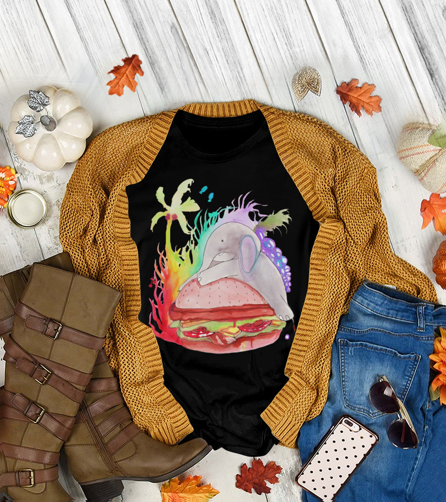 Food Baby Elephant Rainbow Burger T-Shirt
