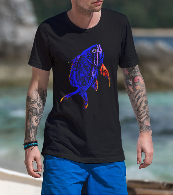 Blue Ocean Fish Vibrant Neon T-Shirt