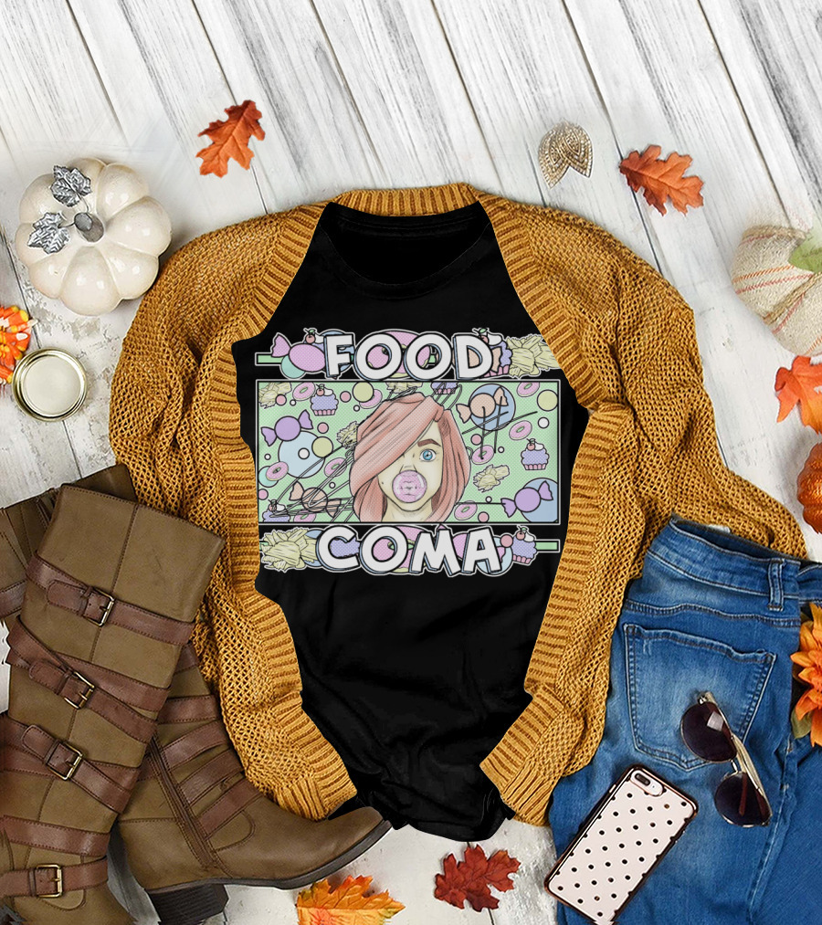 FOOD COMA Candy Bubblegum Girl with Sweets and Treats T-Shirt