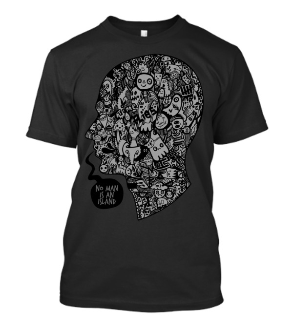No Man Is An Island Doodle Art Head T-Shirt