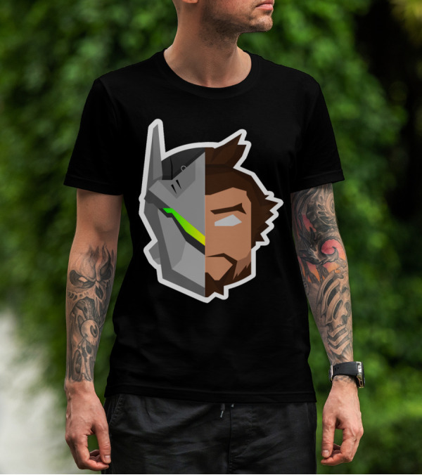 Battle Of The Samurai Brothers Overwatch Genji And Hanzo Fusion T-Shirt