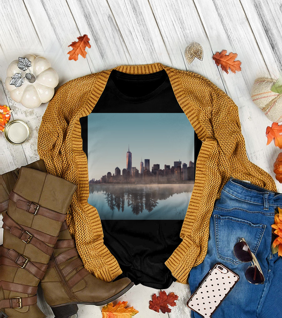 Extinction City Skyline Reflection with Forest T-Shirt