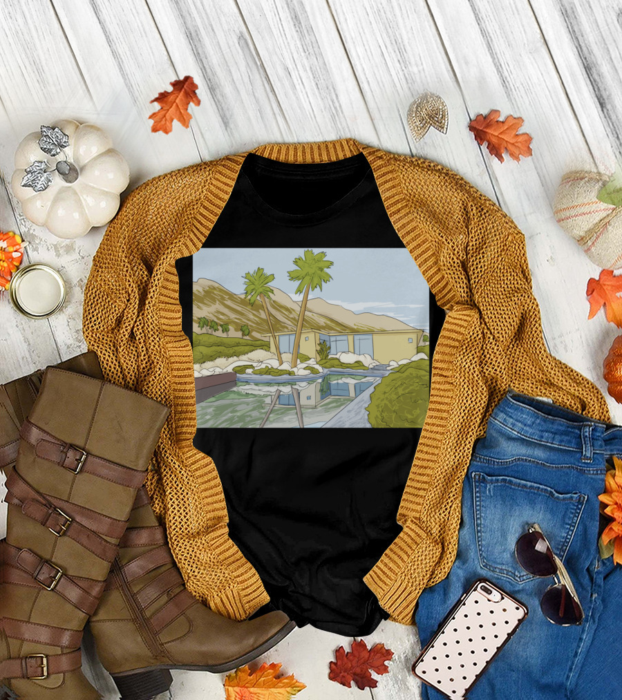 California Dreaming Oasis Palm Springs Architecture Retro Landscape T-Shirt