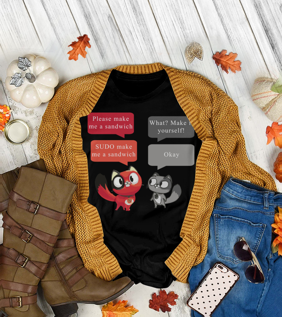 Please SUDO Make Me a Sandwich Comic Cats T-Shirt