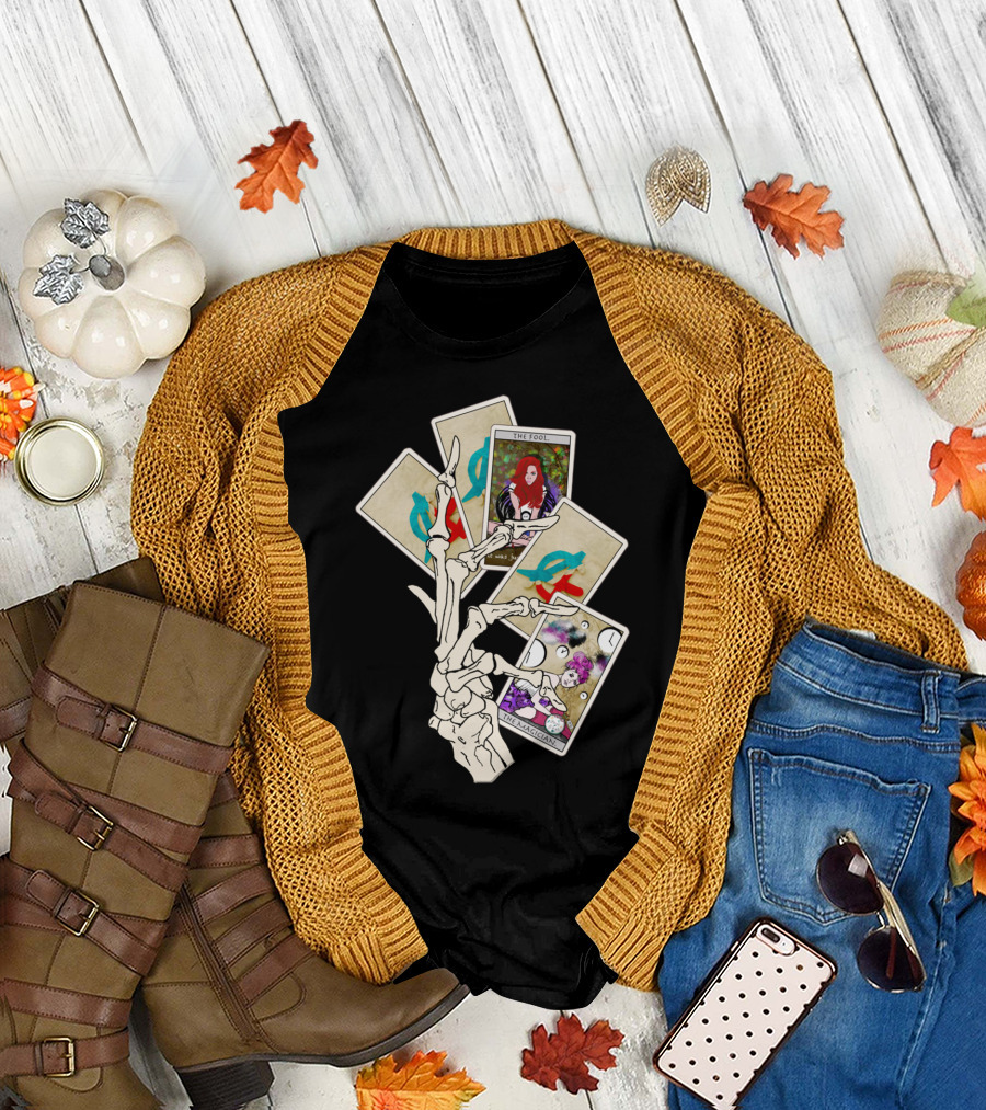 The Fool The Magician Tarot Cards Skeleton Hand Make Your Own Luck T-Shirt