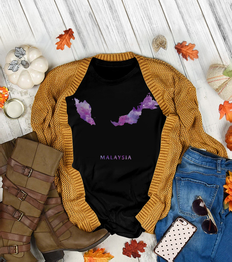 Malaysia Map Purple Galaxy T-Shirt
