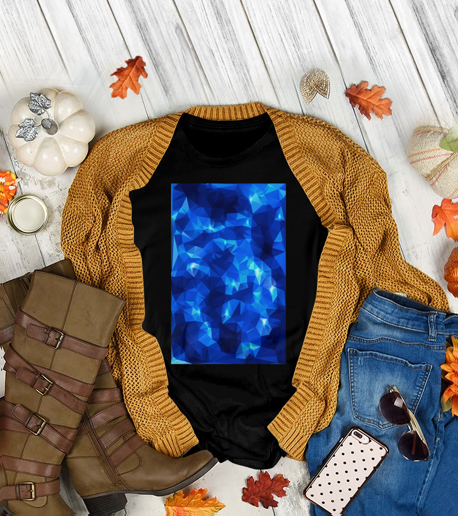 Blue Water Sparkling Low Poly Geometric T-Shirt