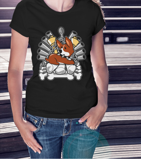 Corgi Throne Of Bones And Chains T-Shirt