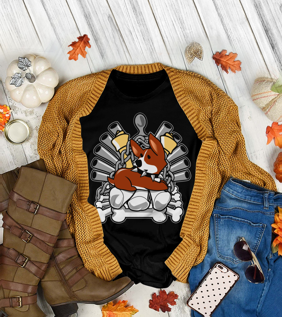 Corgi Throne of Bones and Chains T-Shirt