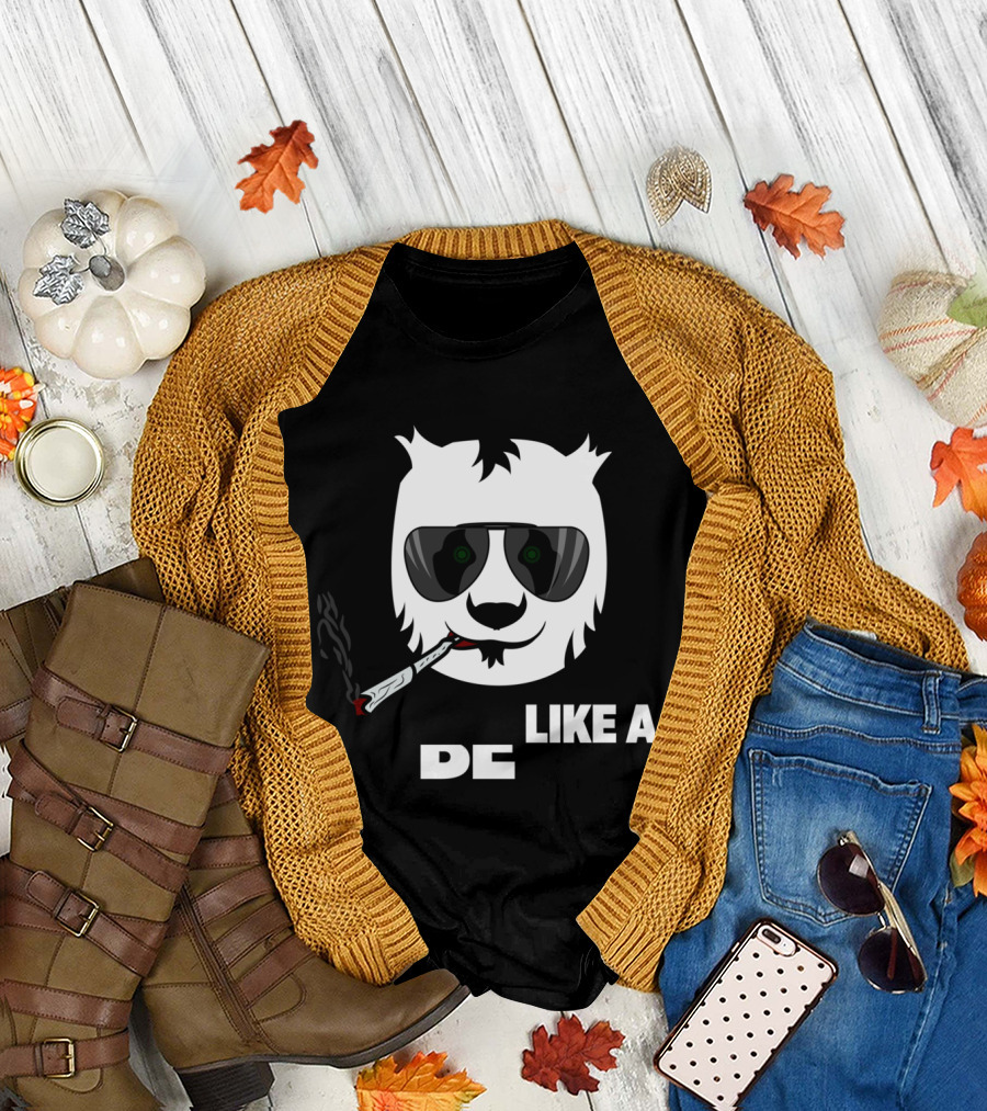 Be Like A Panda Cool Panda Smoking Shades T-Shirt
