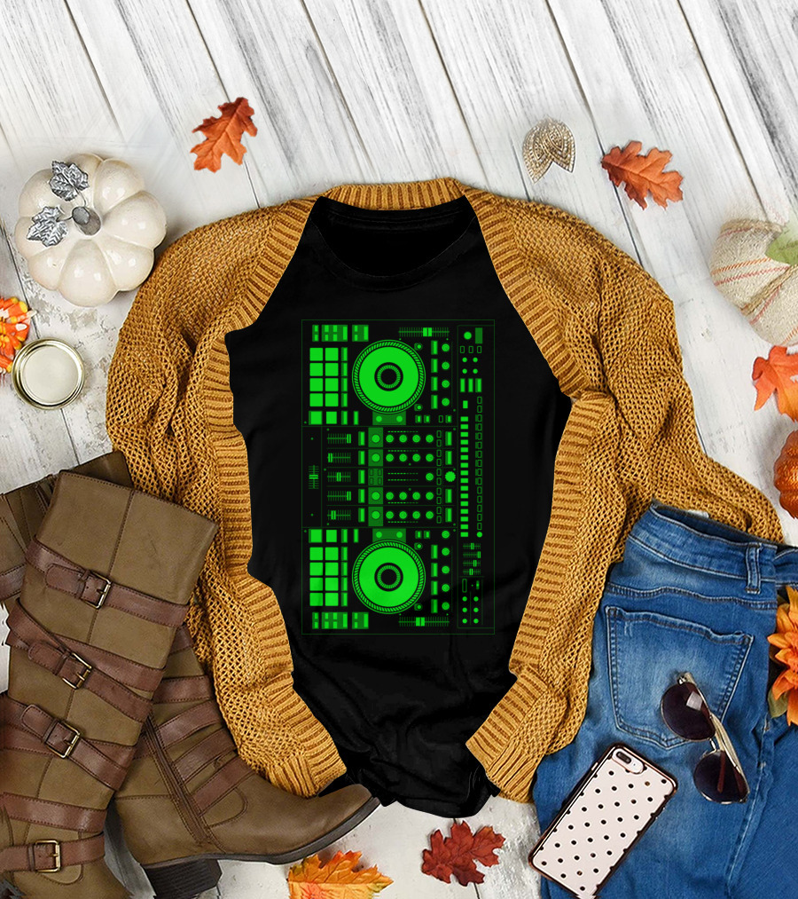 DJ Green Neon Turntable Controller T-Shirt