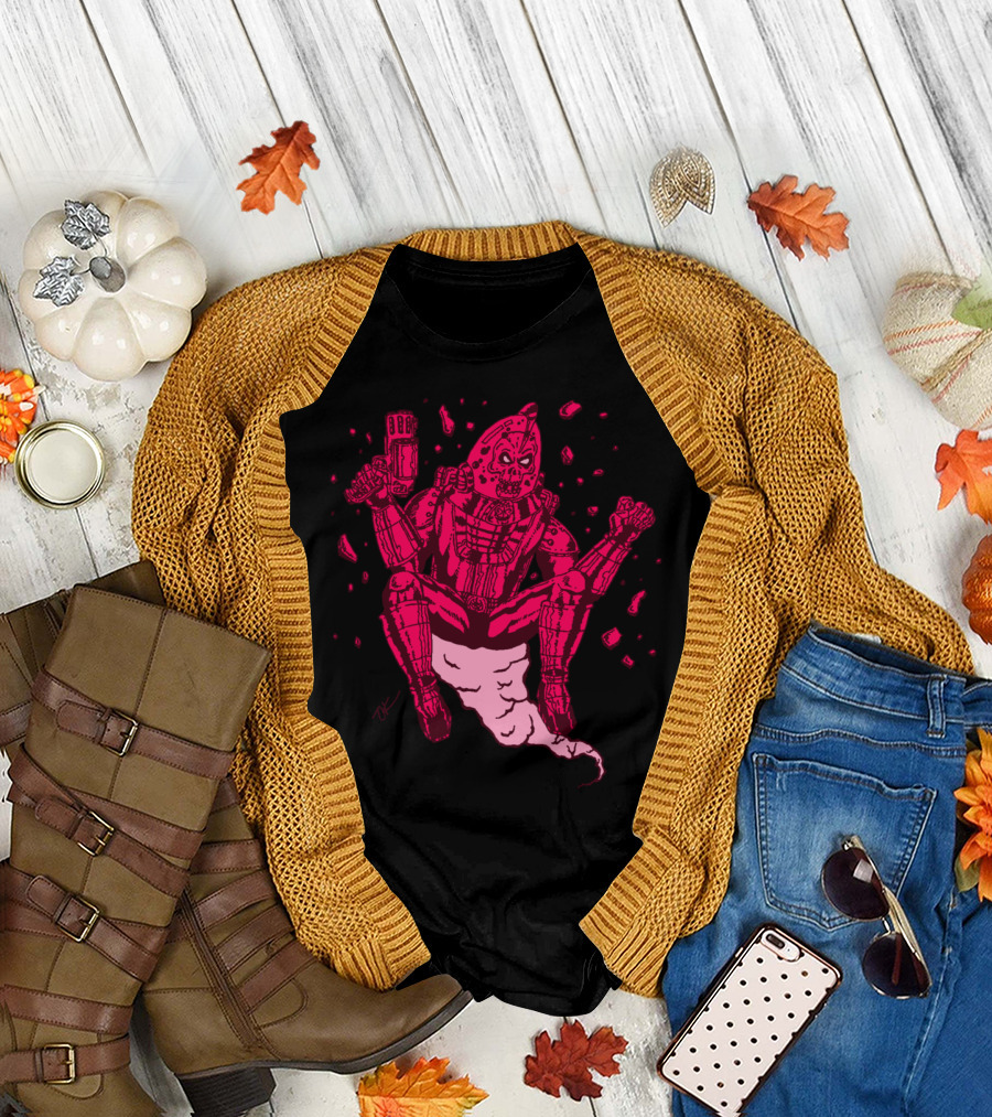Cosmic Skull Magenta Robotic Warrior Spirit T-Shirt