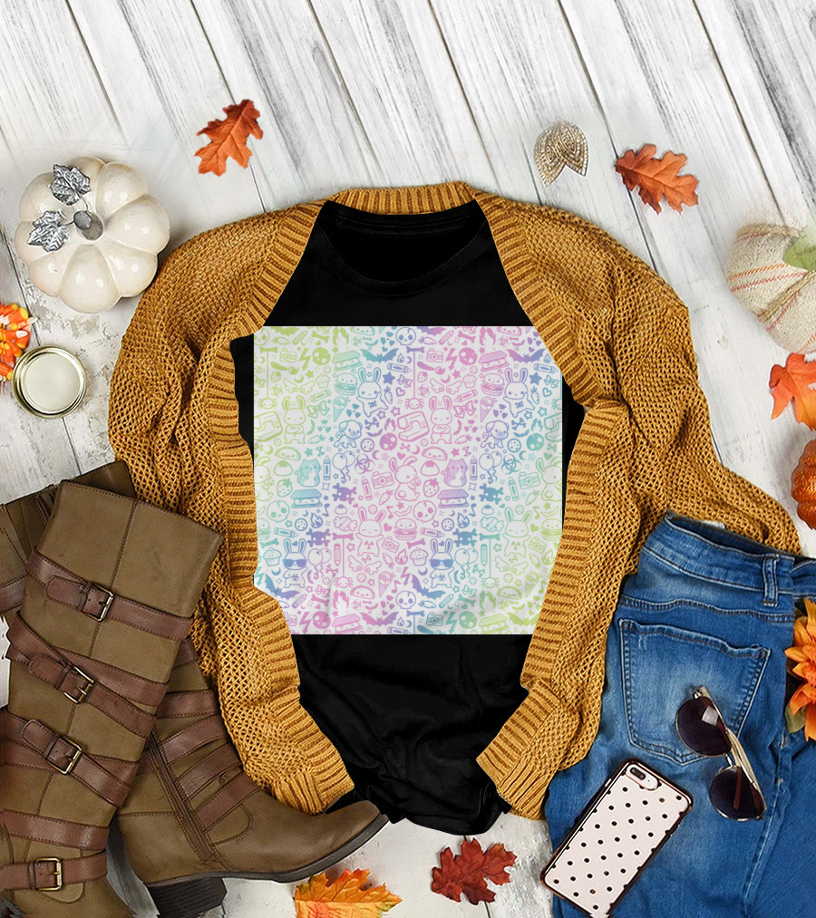 Tainted Sweets Pastel Bunny Confetti Icons T-Shirt