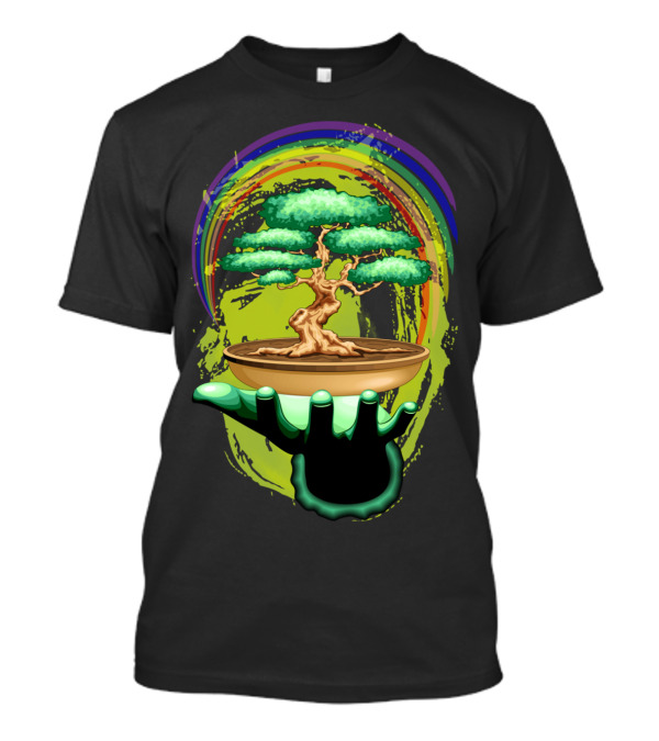 Bonsai Tree Held By Green Hand T-Shirt