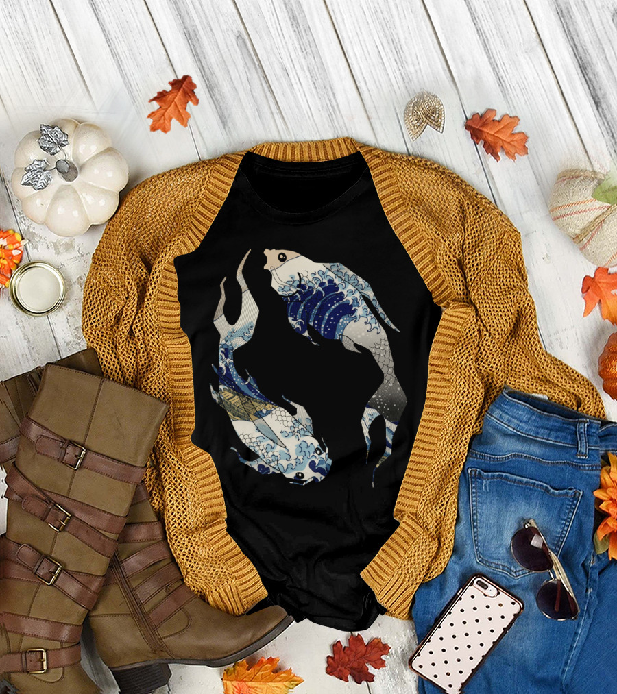 Koi Fish Hokusai Wave Fusion T-Shirt