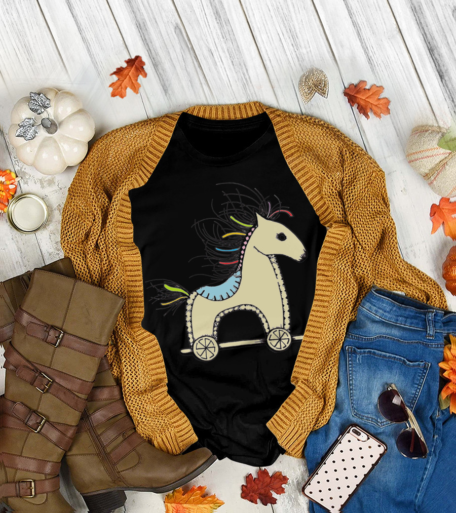 Bony Pony Sketch Toyhorse Design with Colorful Mane T-Shirt