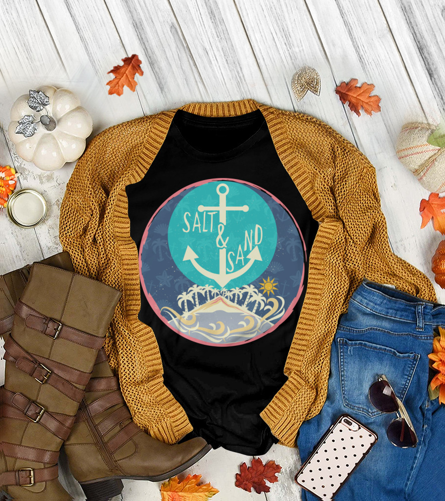 Salt and Sand Anchor with Palm Trees and Sun T-Shirt
