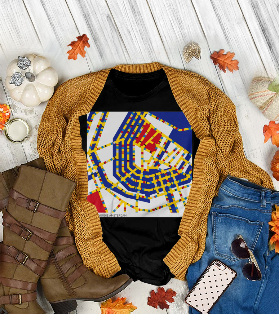 BOOGIE WOOGIE AMSTERDAM YELLOW RED BLUE GRID MAP T-Shirt