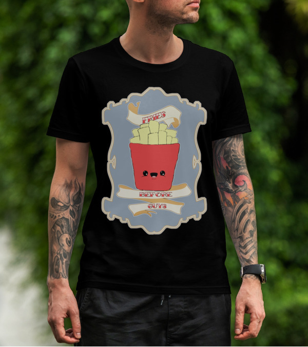 FRIES BEFORE GUYS Cute Cartoon French Fries T-Shirt
