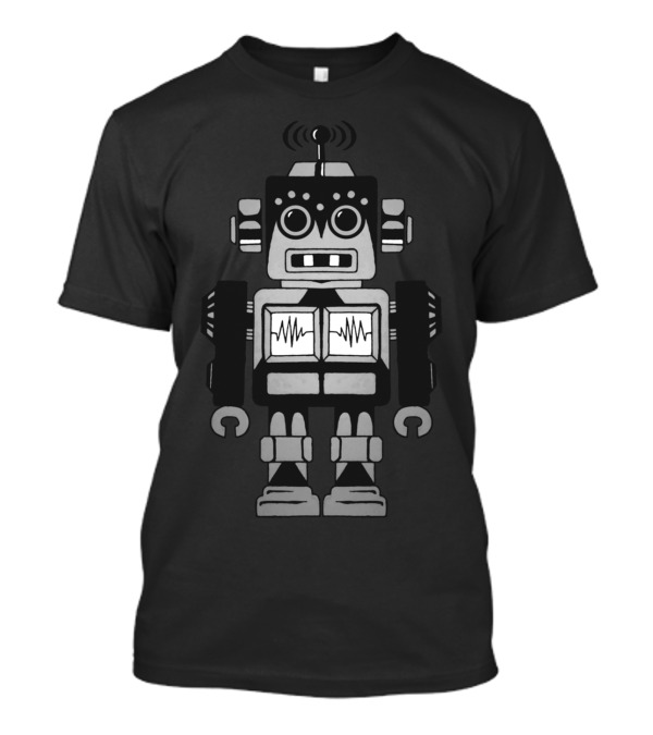 Retro Robot Classic Toy Design With Antenna And Wave T-Shirt