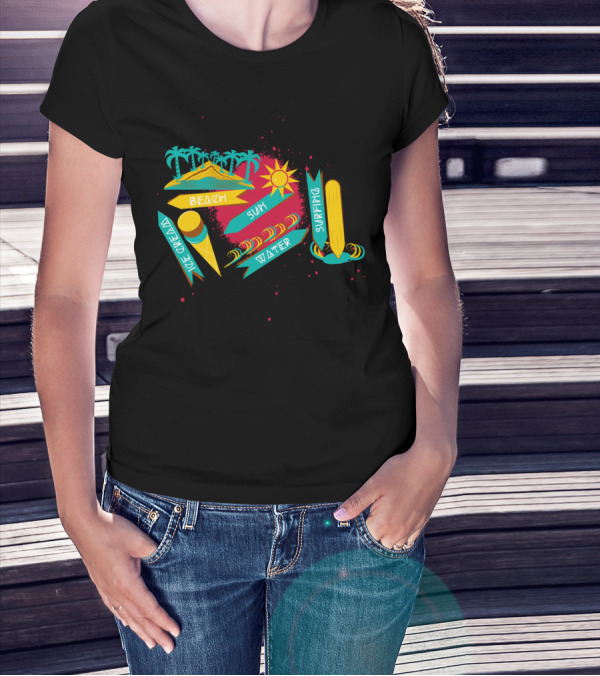 Ice Cream Beach Sun Water Surfing Fun T-Shirt