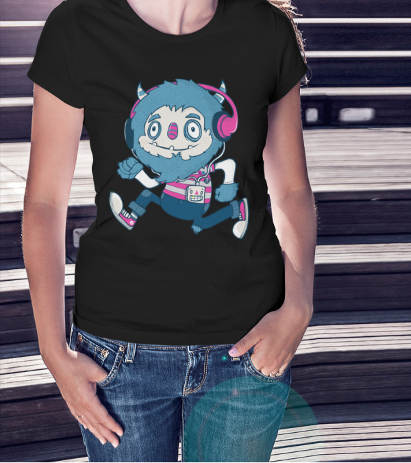 Funky Monster Beats Retro Headphones Cartoon T-Shirt