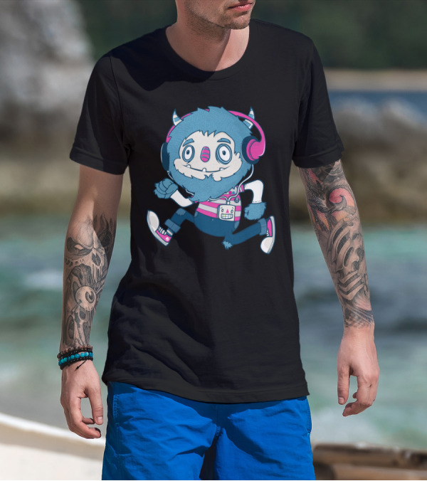 Funky Monster Beats Retro Headphones Cartoon T-Shirt
