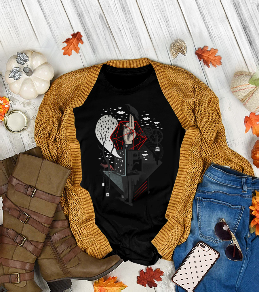 Creative Machine Surreal Geometric Hand Vision T-Shirt