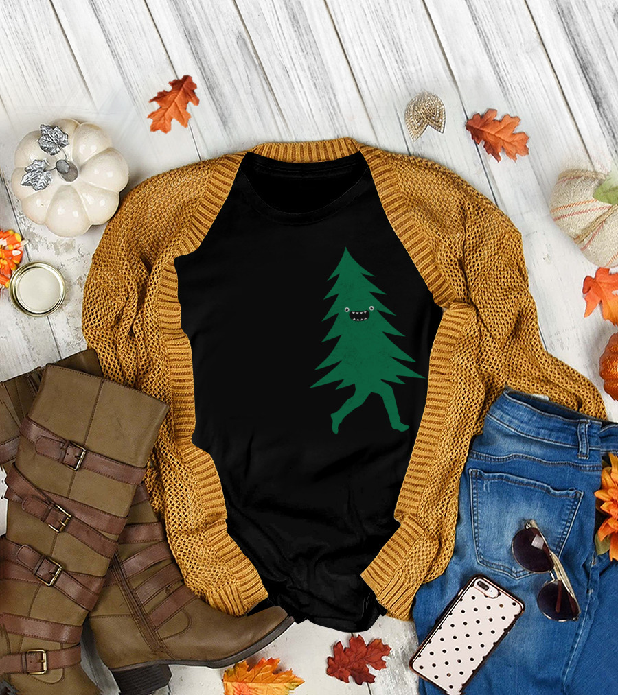 Lumberjack Chasing Happy Christmas Tree with Axe T-Shirt