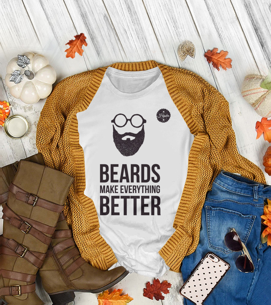 BEARDS MAKE EVERYTHING BETTER Iconic Beard and Glasses T-Shirt