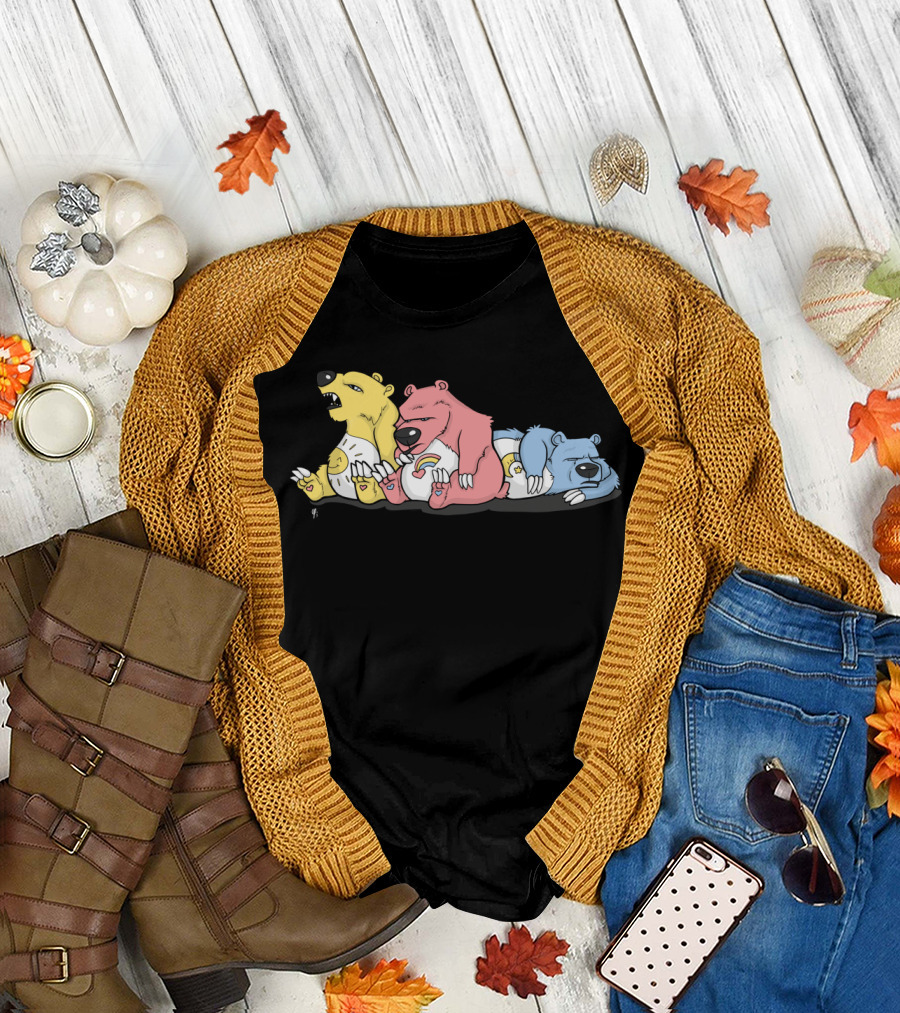 Careless Bears Lazy Pastel Trio Sleeping T-Shirt