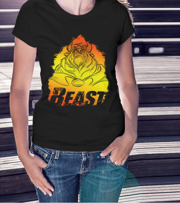 Beast Flame Sketch Yellow Orange Fade T-Shirt
