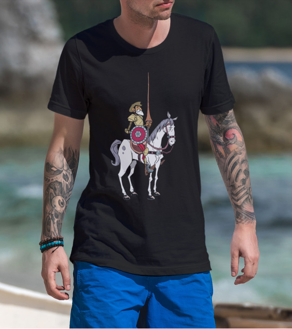 Don Quixote On Horseback Classic Armor And Lance T-Shirt