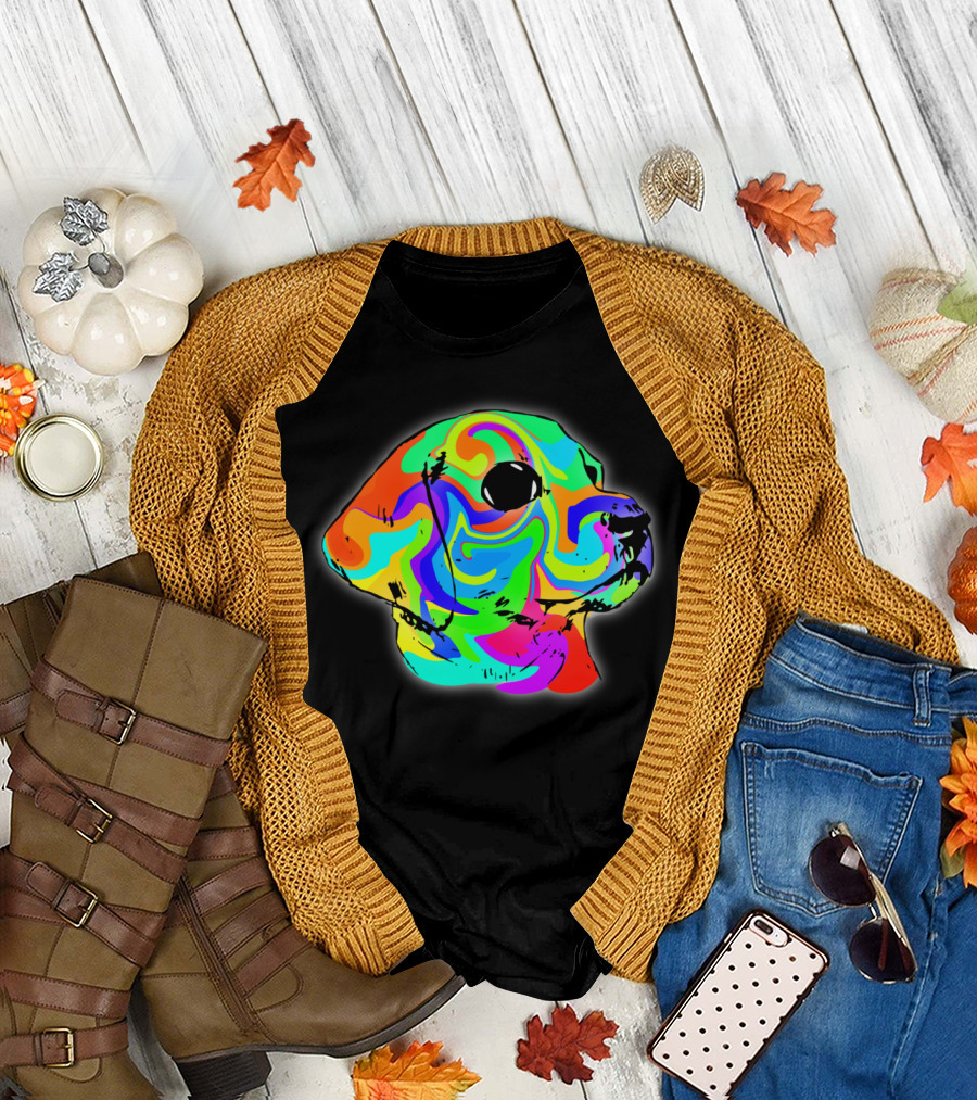 WOW Labrador Psychedelic Rainbow Dog T-Shirt