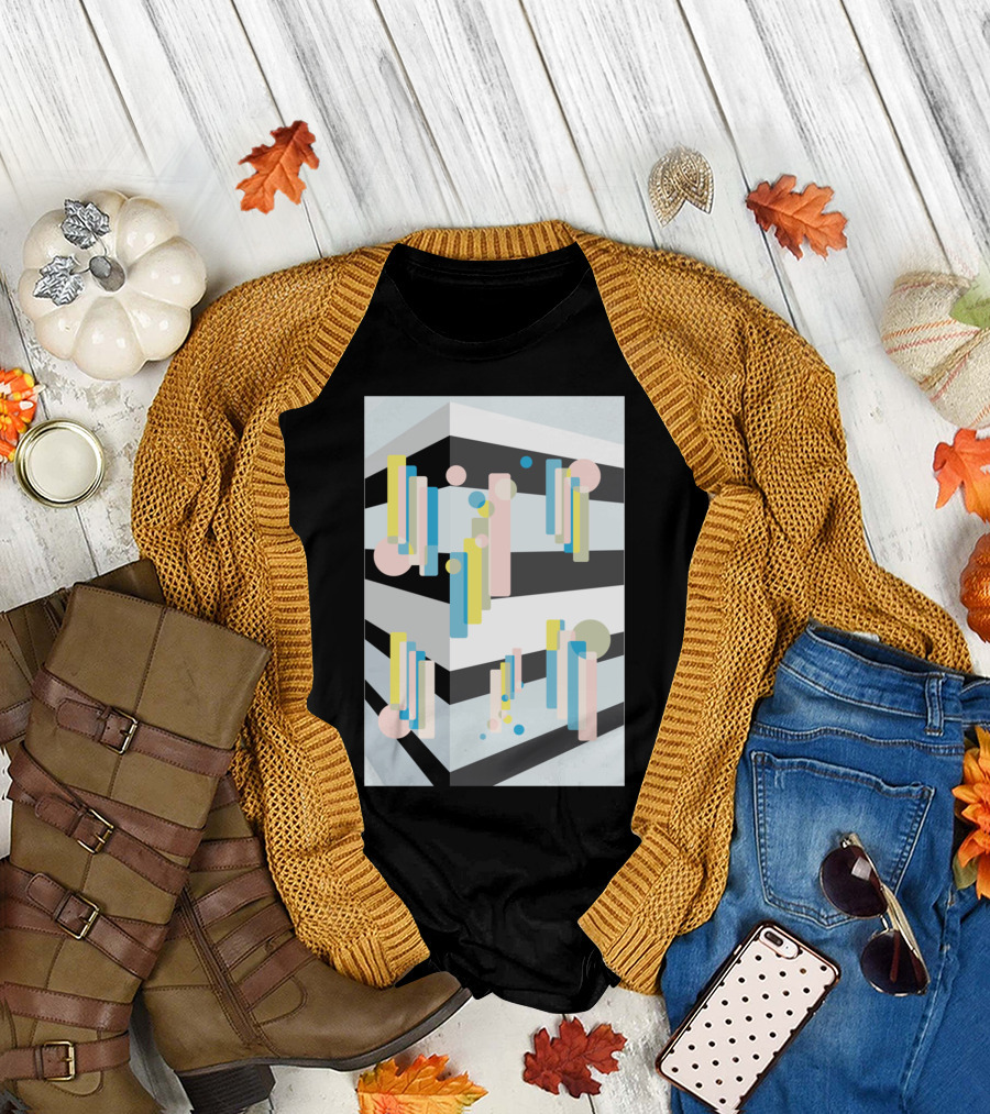 Bounce Geometric Shapes Multicolor Rectangles and Circles T-Shirt