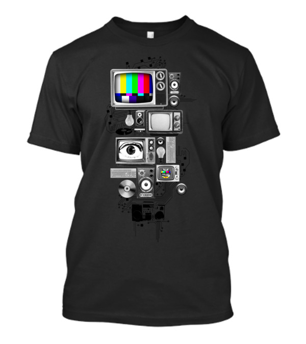 Technicolor Retro TV Collage With Test Pattern And Vintage Electronics T-Shirt
