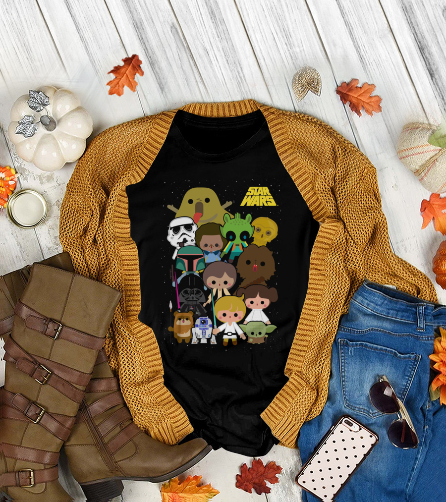 Star Wars Cartoon Character Line Up T-Shirt