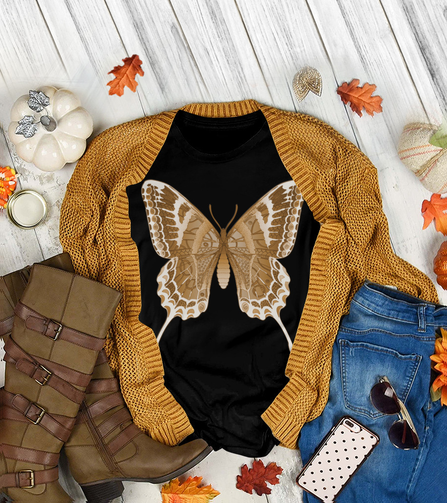 Beautiful Ornate Copper Butterfly T-Shirt